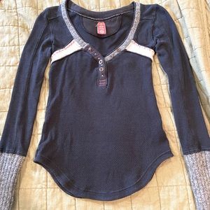 RARE Free People thermal long sleeve sweater cuffs